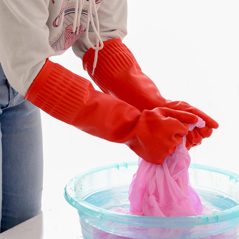 加长牛筋加厚胶皮刷碗手套乳胶厨房家务洗碗橡胶手套女防水耐用型