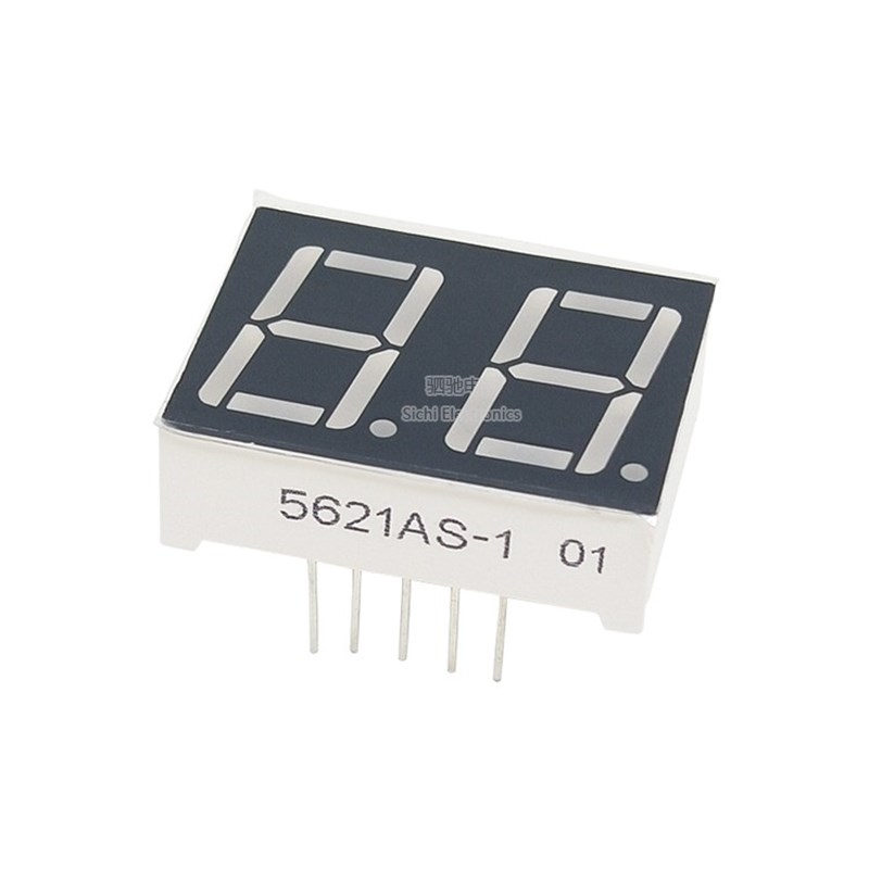 0.56英寸2位红色 数码管共阴/共阳 10脚 5621AS 5621BS 5261AS/BS