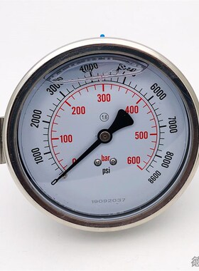 0-600bar代替进口EN837-1充液耐震压力表60MPa轴向100mm支架表1/2