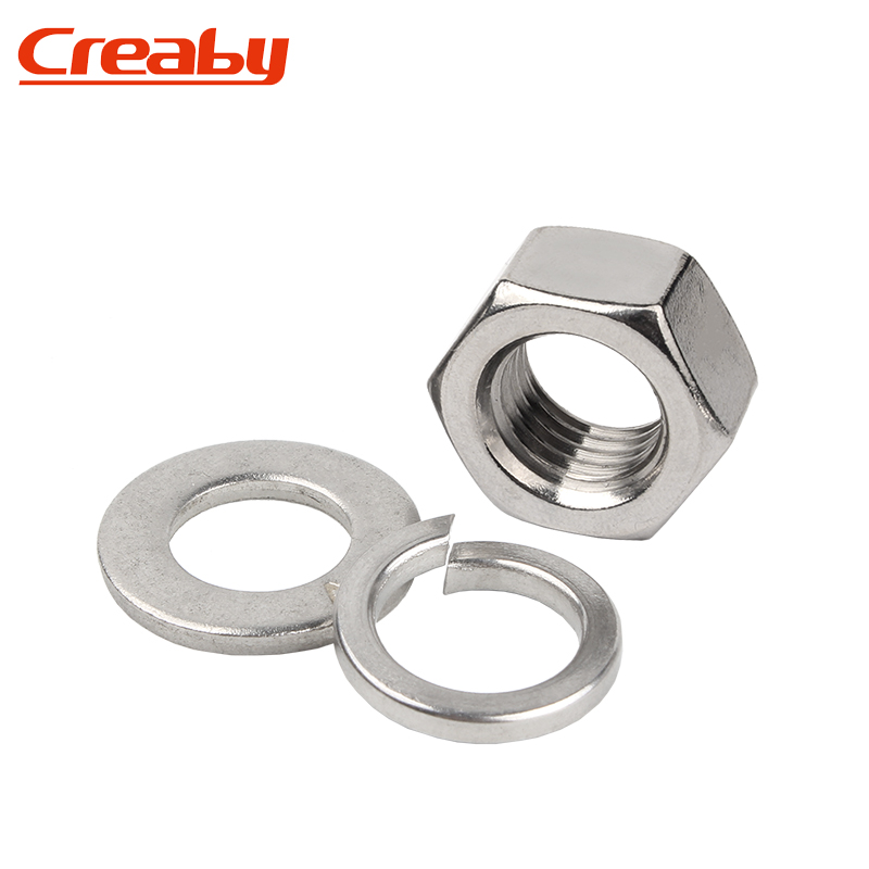 304/b316不锈钢六角螺母套装平垫弹垫组合螺丝帽201垫片垫圈M2-M1