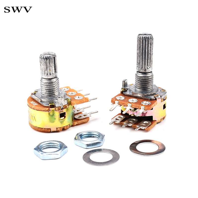 WH148可调双联电位器B1k2k5k10k50k100k200k250k500k 1M柄15/20mm