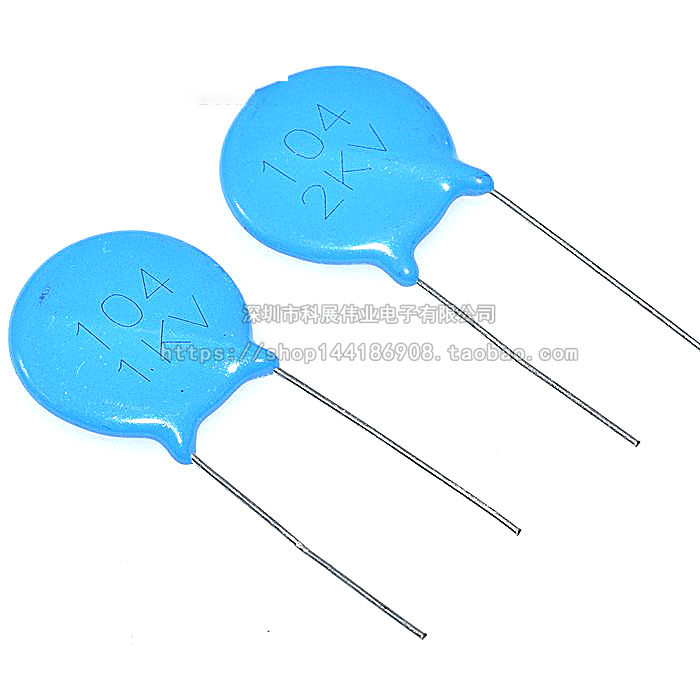 高压瓷片电容 1KV 2KV 104 1000V电压  0.1UF 2000V 104 蓝色电容