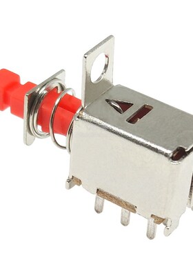 A03琴键开关 PS-22F04直键开关 自锁按键 六脚带锁 红色按钮 带耳