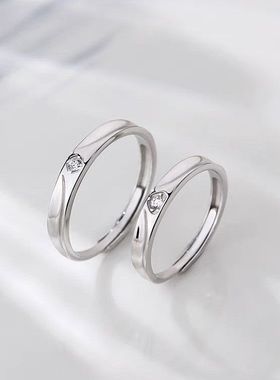 S925纯银情侣戒指男女一对小众
