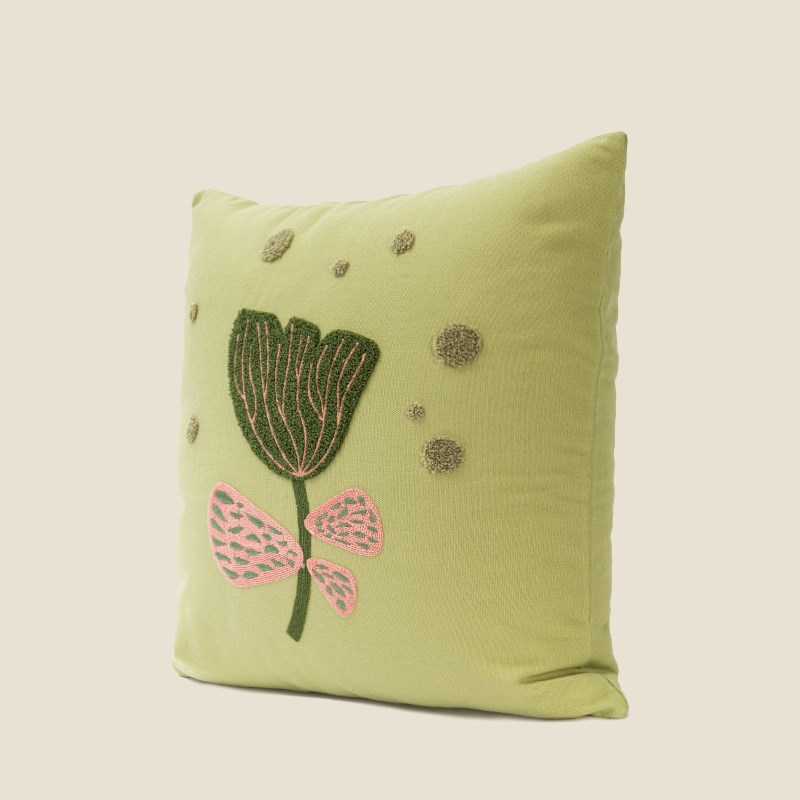 NEWC新宸优品绿色田园毛巾绣花抱枕套客厅沙发飘窗装饰靠垫可拆洗