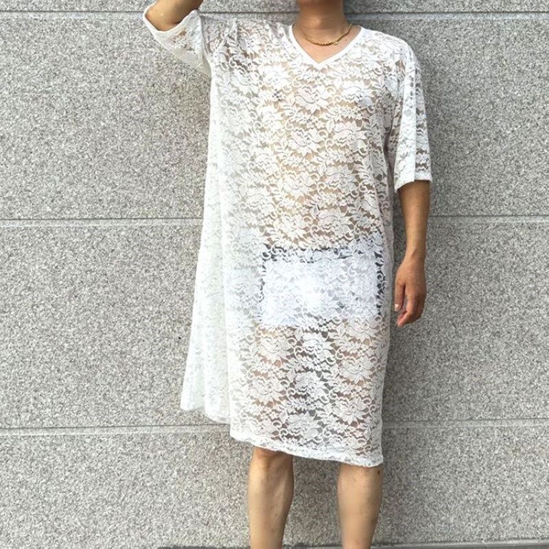 奢华立体雕花水溶蕾丝男士加长过膝浴袍镂空半透性感睡袍家居睡裙,女士内衣/男士内衣/家居服,睡袍/浴袍,淘宝优惠券,粉丝福利购,淘宝优惠卷