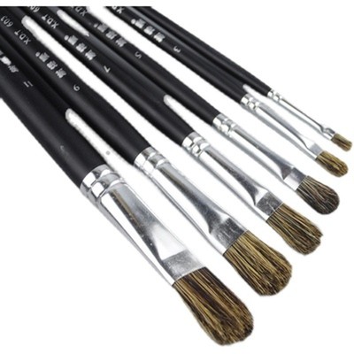 油画笔 榭得堂603野猪鬃油画笔 黑色丙烯 水粉笔扁圆头画笔 套装