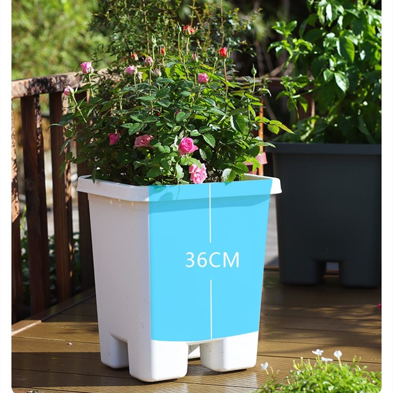 欧林泽庭院绿植盆阳台种菜方形盆塑料种植箱盆栽盆懒人自吸水花盆