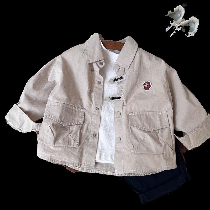 儿童衬衫2024春秋季新品男女童大口袋夹克衬衣宝宝个性百搭外套潮,童装/婴儿装/亲子装,衬衫,淘宝优惠券,粉丝福利购,淘宝优惠卷
