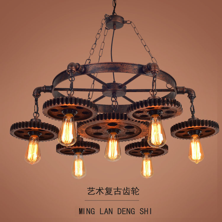 loft工业风餐厅咖啡店酒吧吊灯复古创意齿轮服装店吧台网吧装饰灯