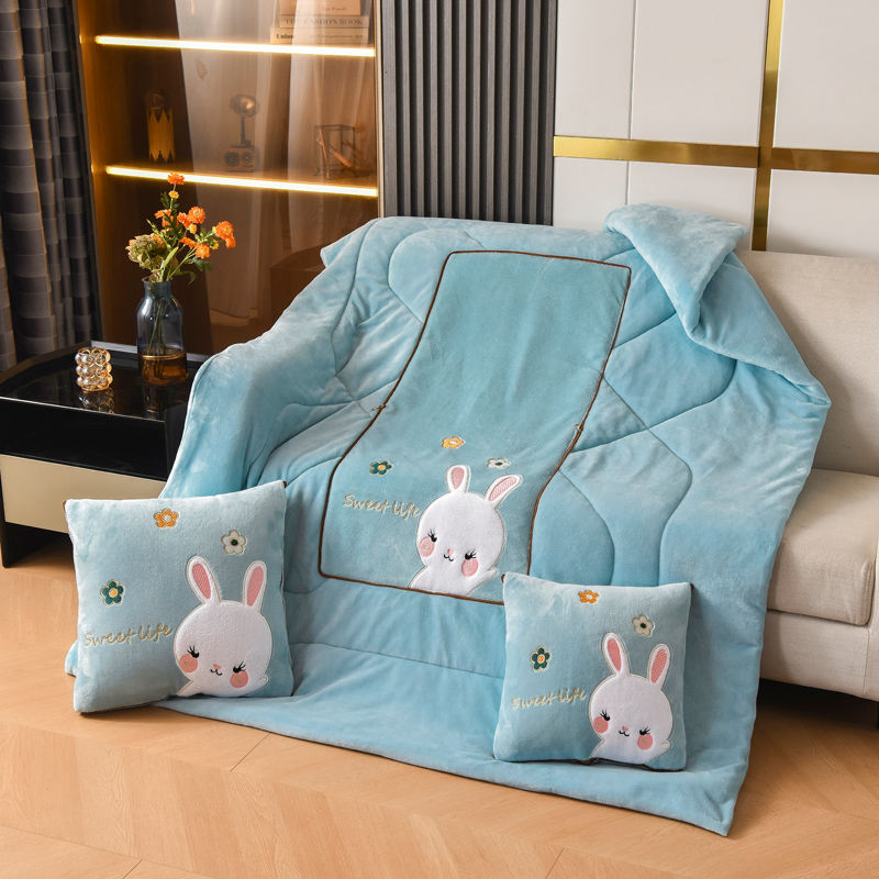 办公室午睡毯子靠枕冬季加厚抱枕被子两用二合一折叠车载枕头被