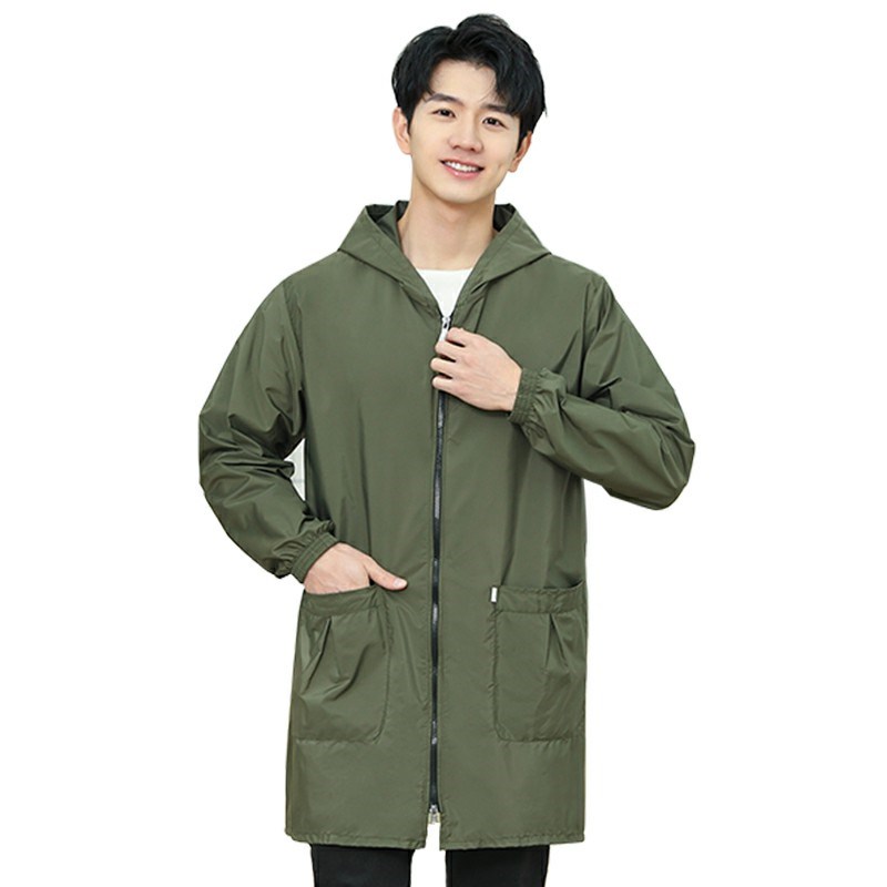 罩衣大人男士大褂工作服防尘新款薄四季防水防油厨房拉链护衣围裙