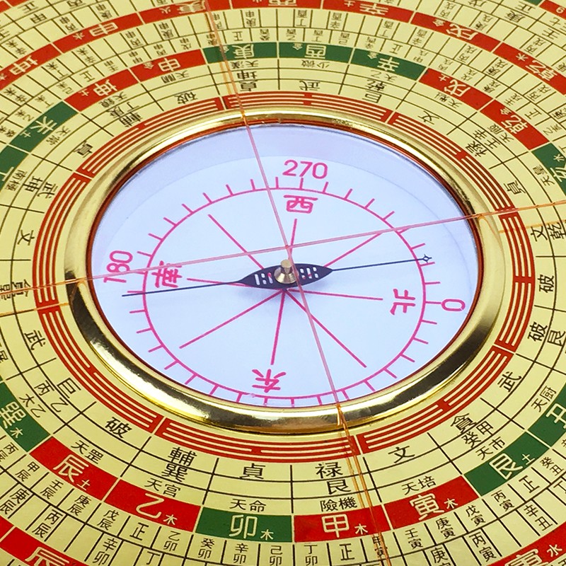 罗盘高精度专业大天池黄铜罗盘八寸杨公三合随身定位罗经仪罗庚