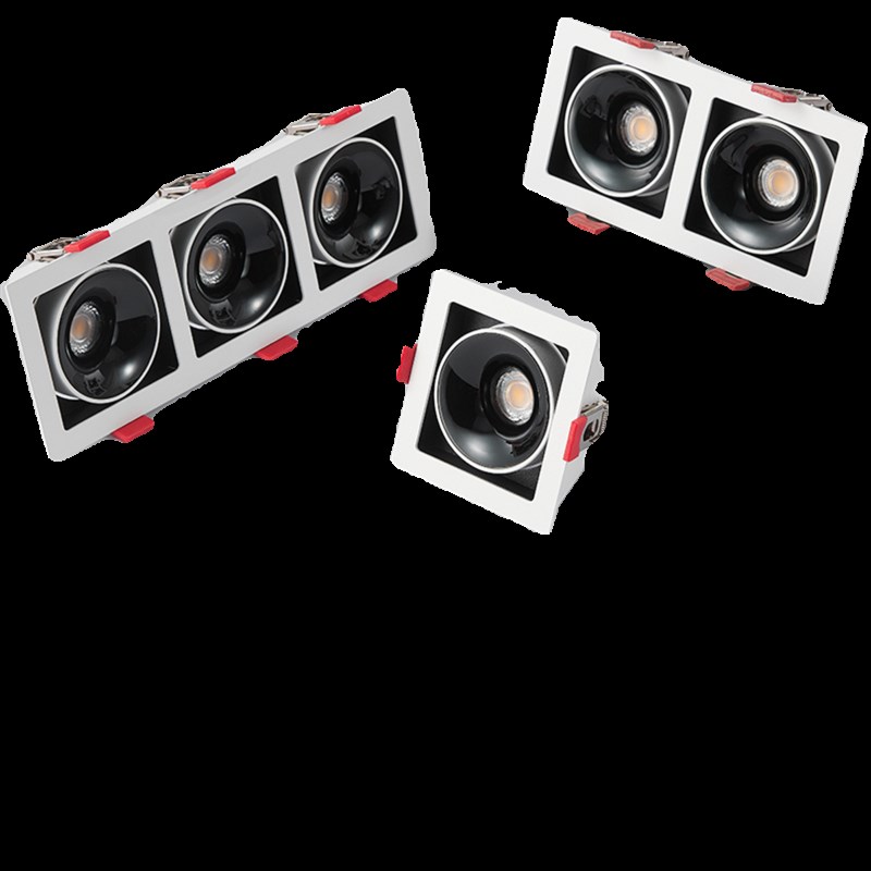 2025新款全光谱超薄客厅双头斗胆灯嵌入式格栅灯三头多头防眩射灯