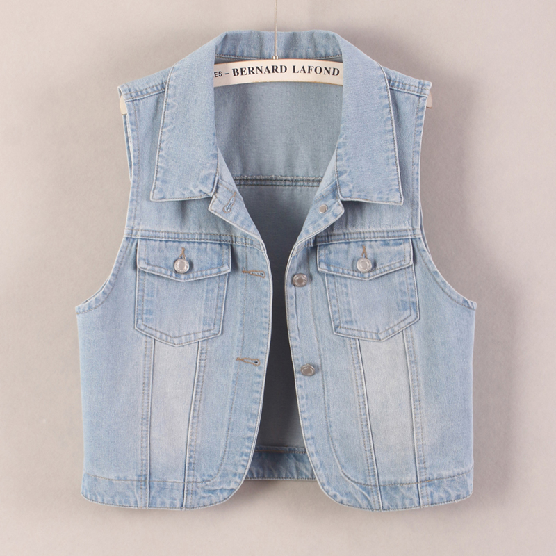 牛仔马甲女短款背心休闲春秋2024夏薄新款无袖外套小外搭连衣裙浅