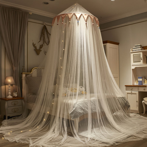 公主风蚊帐床幔免安装吊顶双层帐帐家用圆顶送挂勾1.2m1.5米1.8床