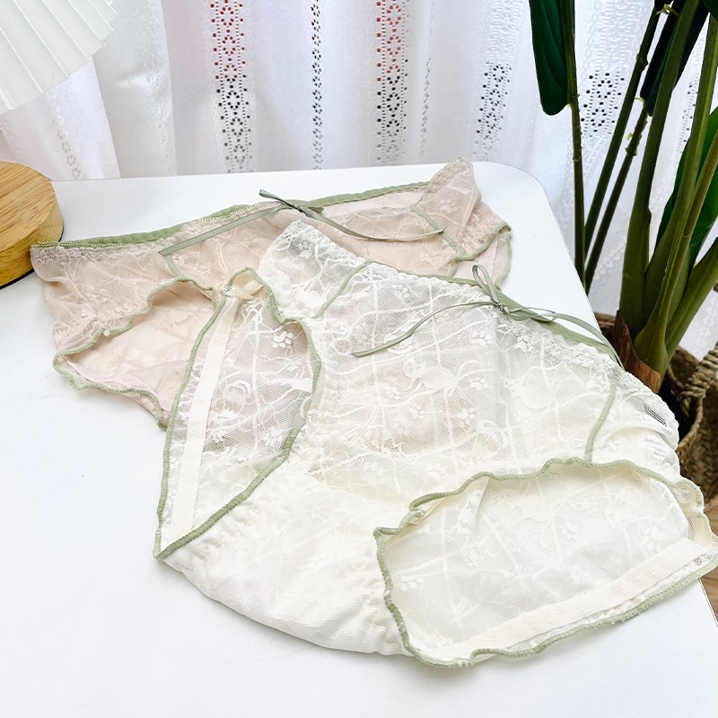 泡芙家Shop~云朵般的轻盈清新薄透网纱性感甜美少女 内裤蕾丝可爱
