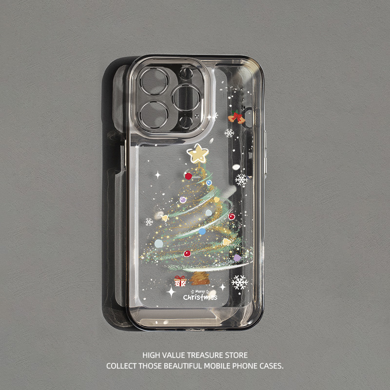 适用2025苹果15promax的新款圣诞树手机壳iPhone16高级感14pro透明13pm镜头全包12防摔11轻薄plus高端套por外