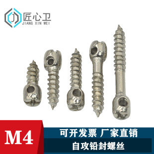 M4镀镍电表箱配件自q攻螺丝带孔自攻丝配件铅封钉尖头钻尾螺栓