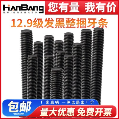 12.9b级高强度丝杆螺杆发黑牙条一米通丝全螺纹丝杠M8M10M12M14M1