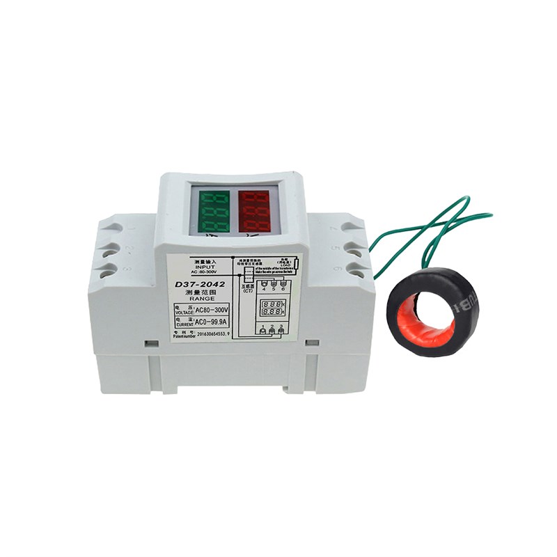 交流双显电c压电流表220V380V100A家用2P空开数显表导轨式D37-204