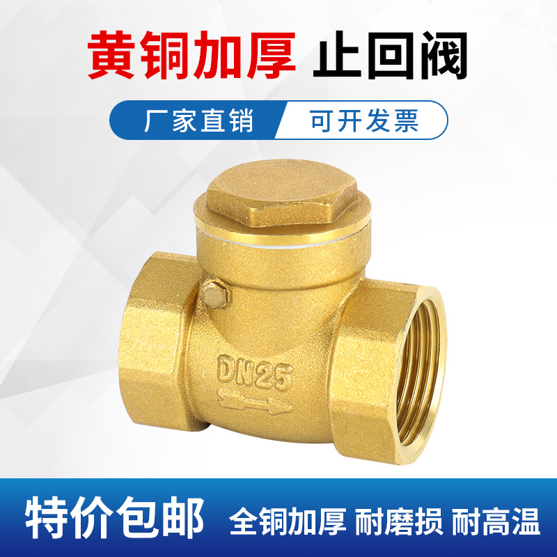 铜卧式止回阀水表水管dn15管道20单向阀E25水4分6分1寸32水泵40 5