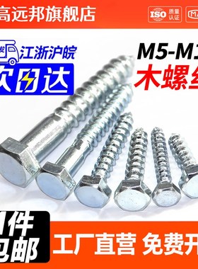 一件包邮DIN571外六角自攻镀锌木螺丝钉M5M6M8M10TM12M14M16