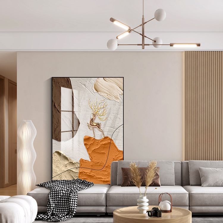北欧抽象客厅装饰画布纹平面大幅落地画高级感沙发背景墙竖版挂画图片
