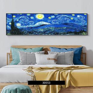 罗纳河上的星夜油画挂画卧室床头装饰画梵高名画主卧房间墙面壁画