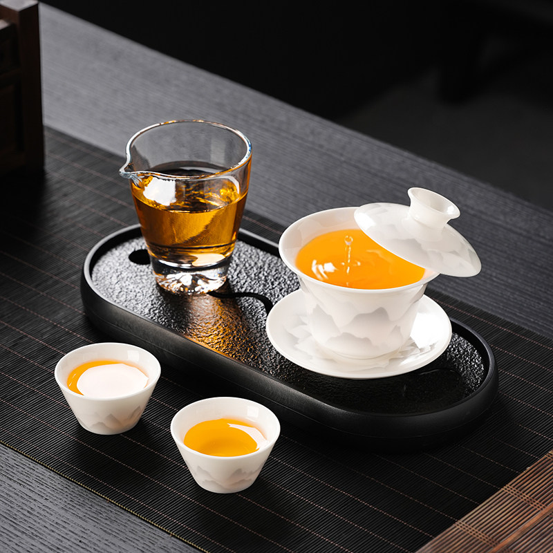 盖碗茶具三件套羊脂玉三才盖碗茶杯套装三件套泡茶碗单个高档家用,餐饮具,盖碗,淘宝优惠券,粉丝福利购,淘宝优惠卷