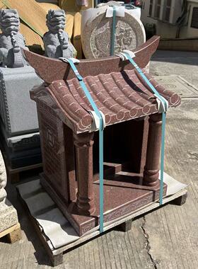 大型双层黑色大理石土地爷小庙祠花岗岩关帝宫庙整座佛龛组合神柜