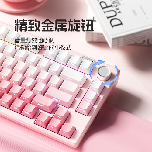 梦族Z75PRO小型静音有线键盘高颜值侧刻笔记本外接三模办公专用女