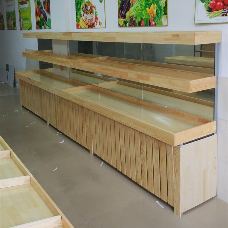 超市水果架子水果店货架展示架木制多层百果园水果架中岛柜摆果台