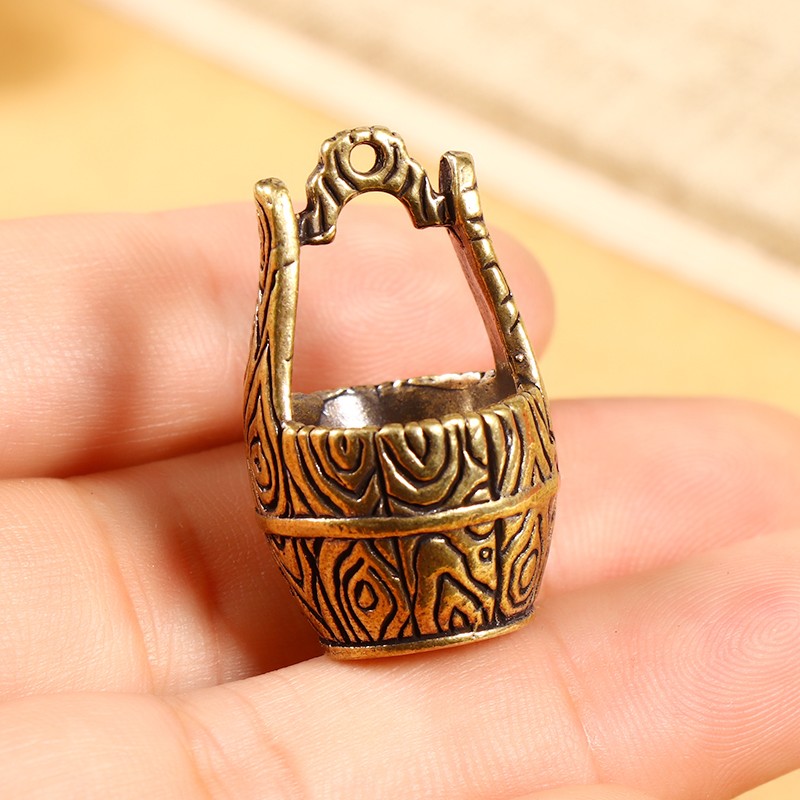 【1个装】仿黄铜日进斗金一桶金水桶创意钥匙挂件合金饰品钥匙扣