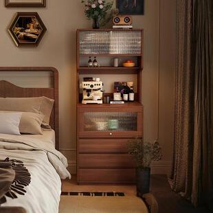 餐边柜一体靠墙家用客厅茶水柜中古风多功能储物柜子2025新款边柜