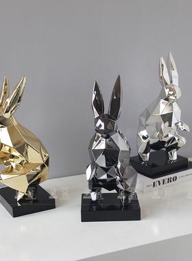 简约现代卡通机械兔摆件送礼儿童房样板间售楼处电视柜桌面装饰品