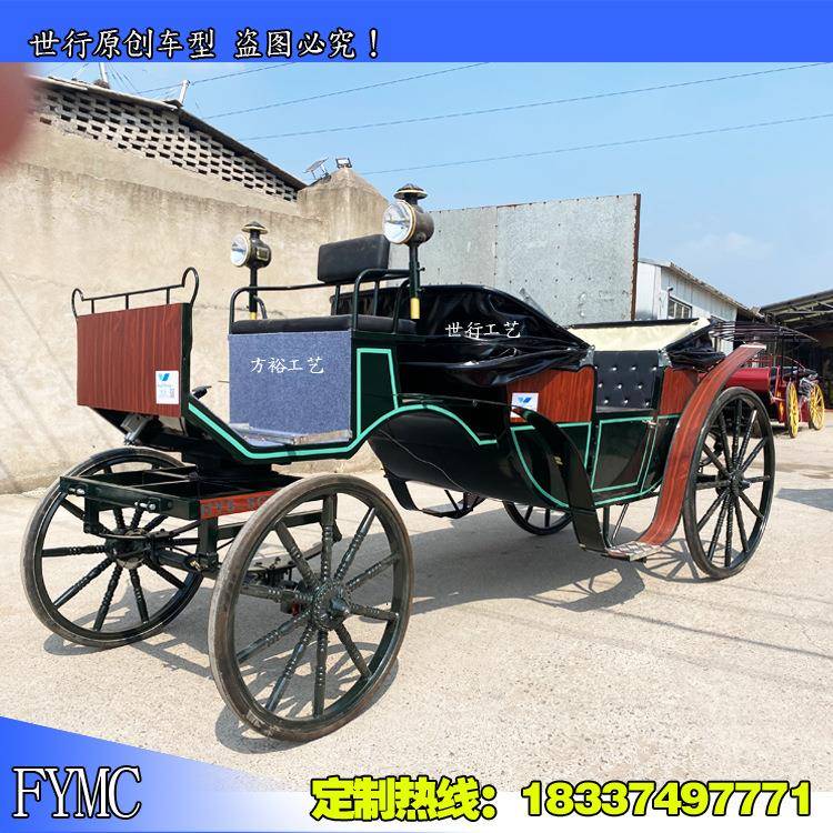 新款欧式复古马车旅游观光四轮电动景区接客马拉影视道具