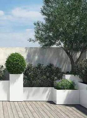 白色不锈钢花箱现做镀锌铁铁艺花盆花池庭院阳台花槽长方形花坛