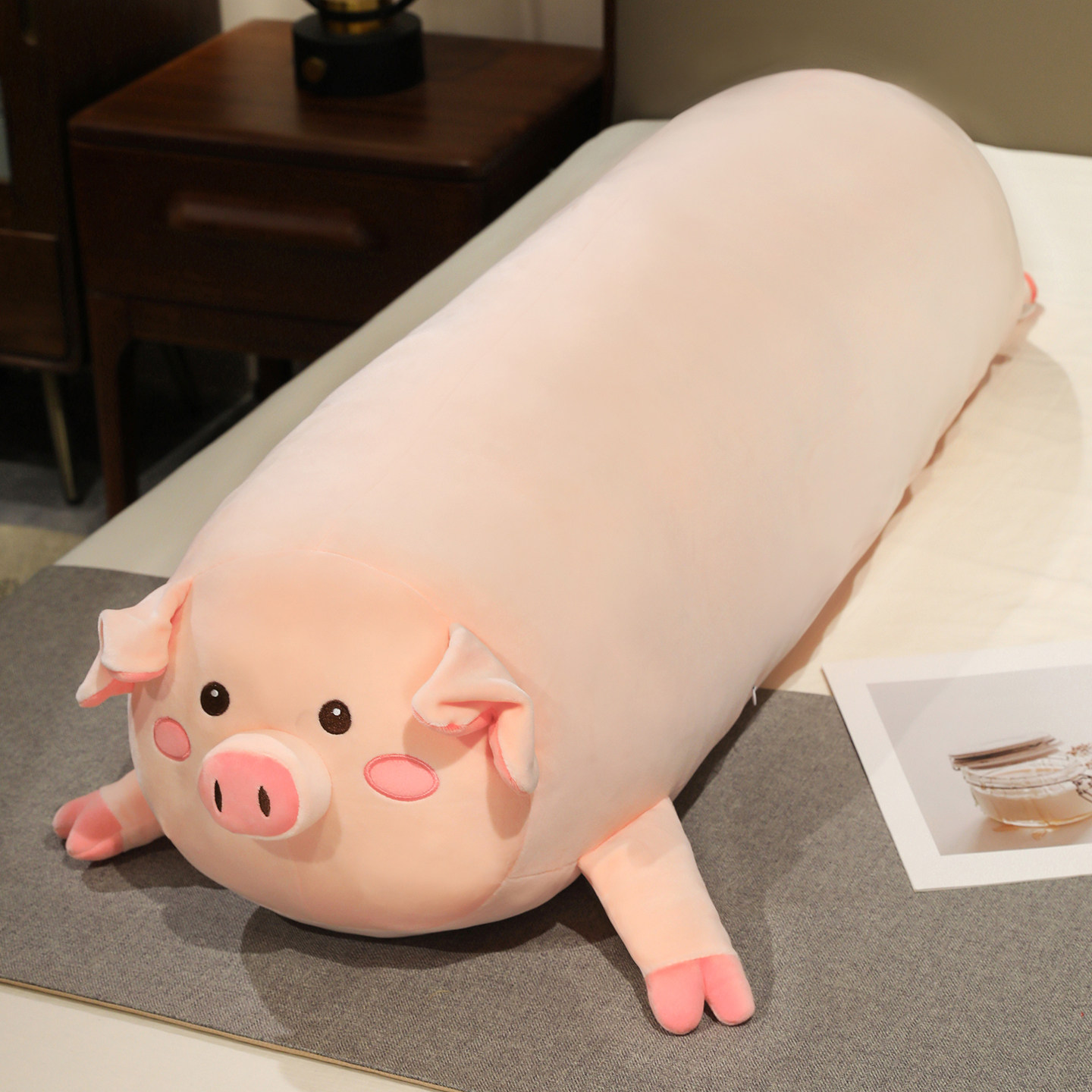 可爱粉色小猪毛绒玩具长条玩偶公仔抱枕布娃娃女生礼物睡觉床上枕