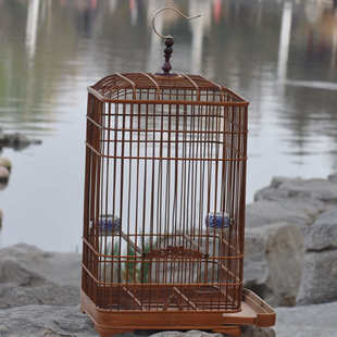竹制鸟笼手工作坊直销蜡嘴颠颏竹笼送配件玉鸟方笼黄雀笼活底抽屉