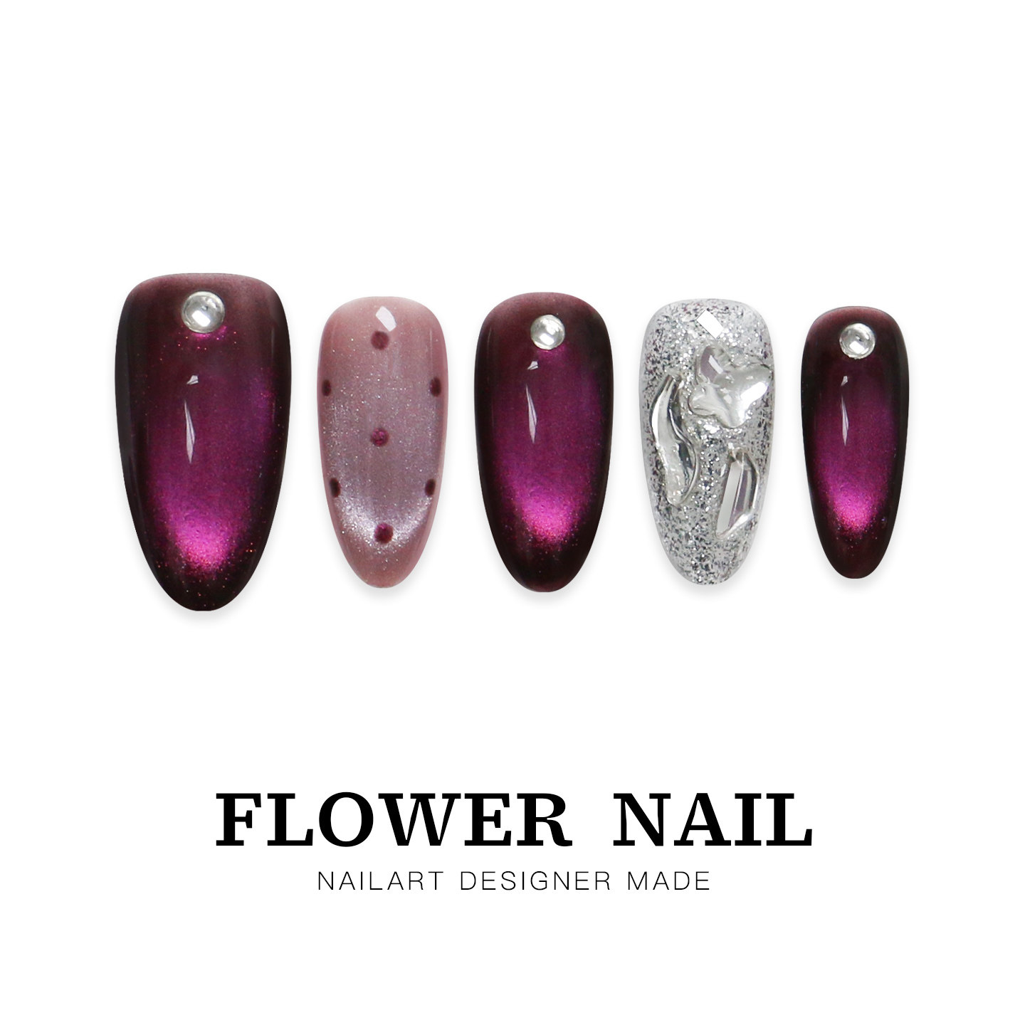 花芷「乌梅子酱」紫色猫眼手工美甲穿戴甲2026新款轻奢高级感秋冬,彩妆/香水/美妆工具,穿戴甲/甲片,淘宝优惠券,粉丝福利购,淘宝优惠卷