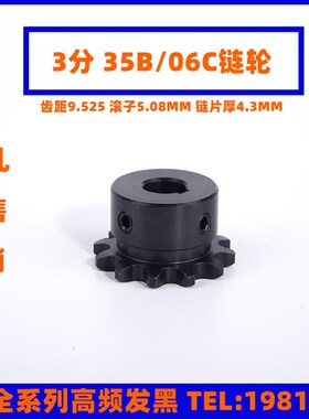 45钢3分8-18齿配35B06C链轮链条成品孔工业齿轮10/12/15/16/17/18