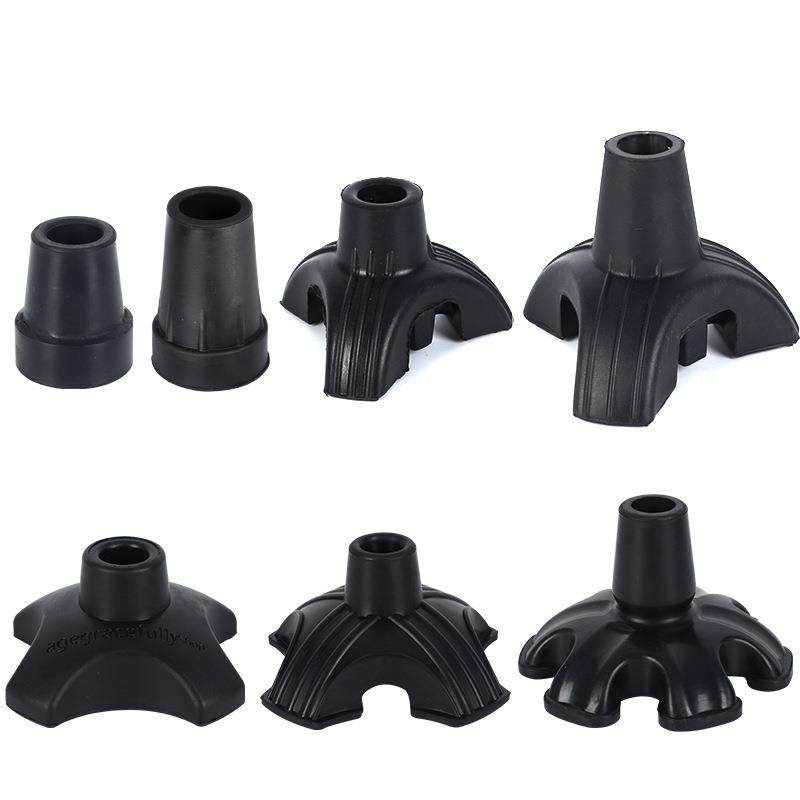 腋下拐杖登山杖脚套脚垫三脚四脚拐杖胶头橡硅胶防滑耐磨脚垫配件