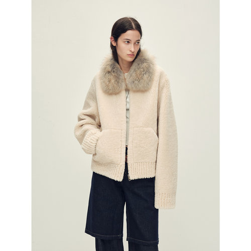 貉子毛领美利奴皮草外套付智恩