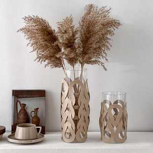 饰花器 现代轻奢玻璃花瓶高级感酒店样板房间客厅家用餐厅桌面装