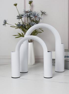 现代简约创意烤漆铁艺花器餐桌客厅书房家居软装饰品电视柜摆件