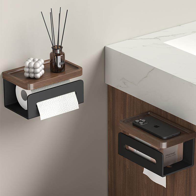 胡桃木卫生间厕纸盒浴室厕所纸巾盒免打孔洗手置物架卫生纸手纸盒