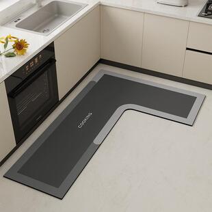 现代简约L型厨房地垫吸水吸油硅藻泥地垫家用卫生间浴室防滑脚垫