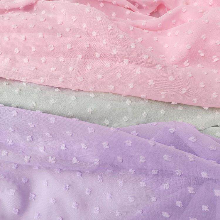 现货加捻雪纺立体中毛球点点剪花布料 春夏女装连衣裙圆点雪纺面