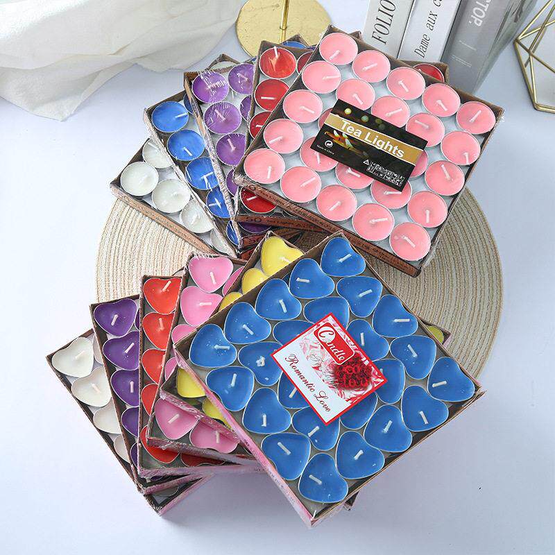 彩色桃心小蜡烛2小时无烟摆字520情人节七夕求婚告白心形茶蜡